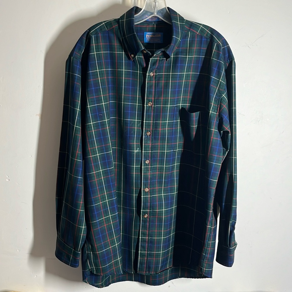 Pendleton Sir Pendleton Button Down Sz Large Wool… - image 1